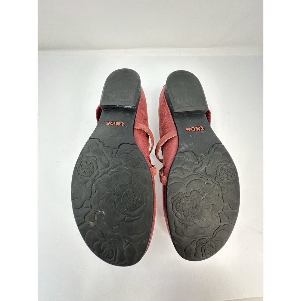 Taos Wish Embroidered Leather Mary Jane Flats Women's 8.5 EU 40 Burgundy Red - Picture 10 of 11